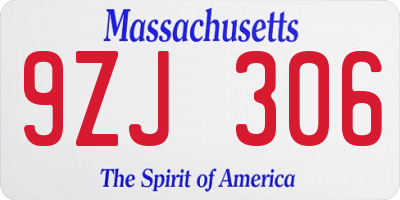 MA license plate 9ZJ306