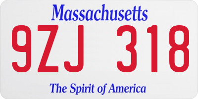 MA license plate 9ZJ318