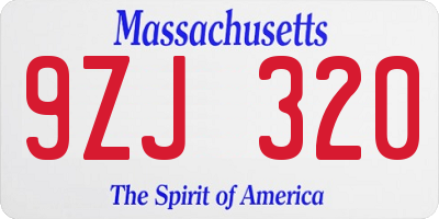 MA license plate 9ZJ320