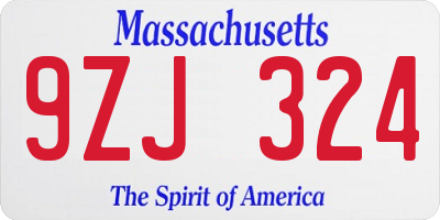 MA license plate 9ZJ324