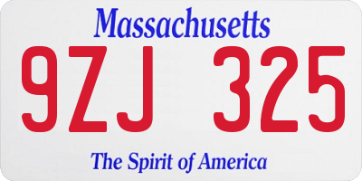 MA license plate 9ZJ325