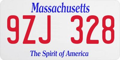 MA license plate 9ZJ328