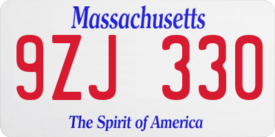 MA license plate 9ZJ330