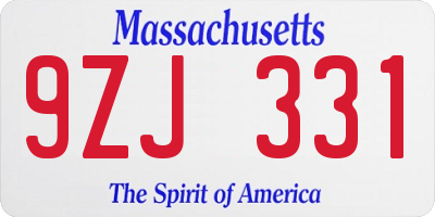 MA license plate 9ZJ331