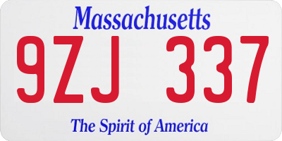 MA license plate 9ZJ337