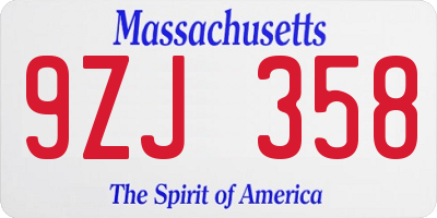 MA license plate 9ZJ358