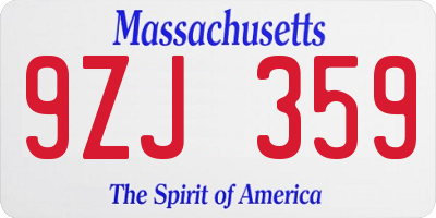 MA license plate 9ZJ359