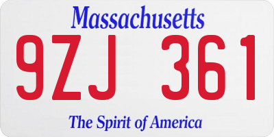 MA license plate 9ZJ361