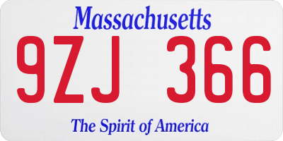 MA license plate 9ZJ366