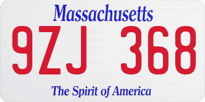 MA license plate 9ZJ368