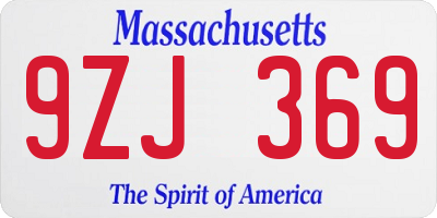 MA license plate 9ZJ369
