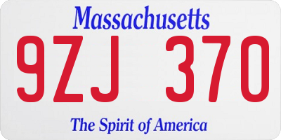 MA license plate 9ZJ370