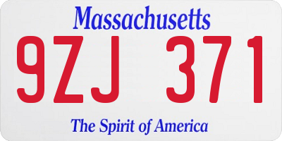 MA license plate 9ZJ371
