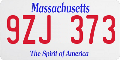 MA license plate 9ZJ373