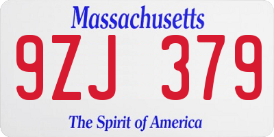 MA license plate 9ZJ379