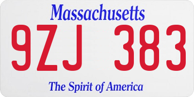 MA license plate 9ZJ383