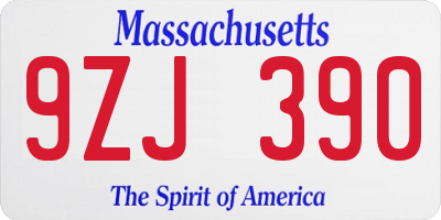 MA license plate 9ZJ390