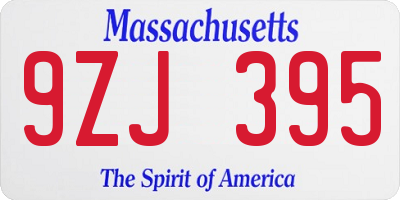 MA license plate 9ZJ395