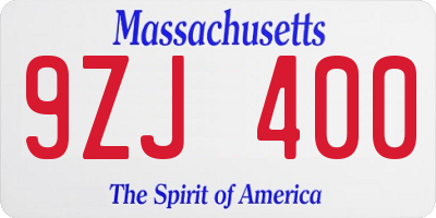 MA license plate 9ZJ400