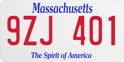 MA license plate 9ZJ401