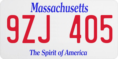 MA license plate 9ZJ405