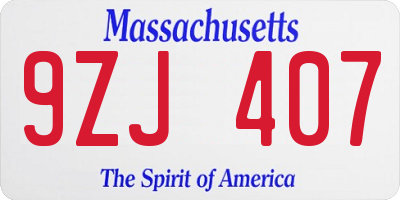 MA license plate 9ZJ407