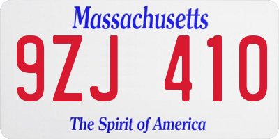 MA license plate 9ZJ410