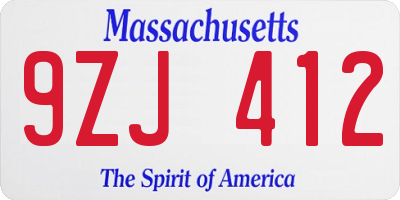 MA license plate 9ZJ412