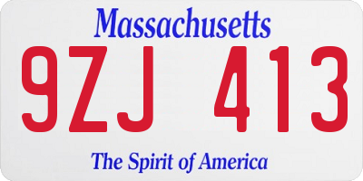 MA license plate 9ZJ413