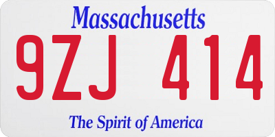 MA license plate 9ZJ414