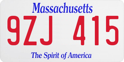 MA license plate 9ZJ415