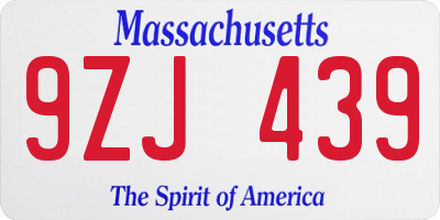 MA license plate 9ZJ439
