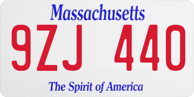 MA license plate 9ZJ440