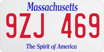 MA license plate 9ZJ469