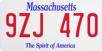 MA license plate 9ZJ470