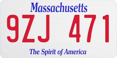 MA license plate 9ZJ471
