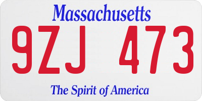 MA license plate 9ZJ473