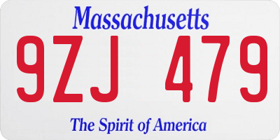 MA license plate 9ZJ479