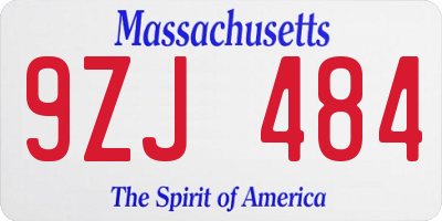 MA license plate 9ZJ484