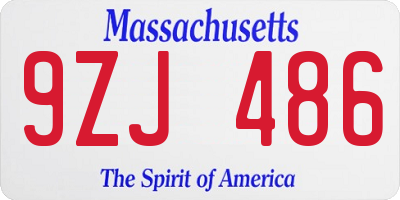 MA license plate 9ZJ486