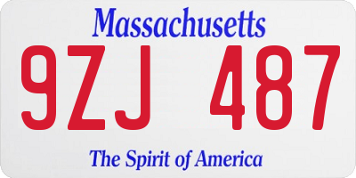 MA license plate 9ZJ487