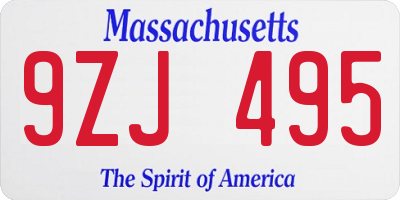 MA license plate 9ZJ495