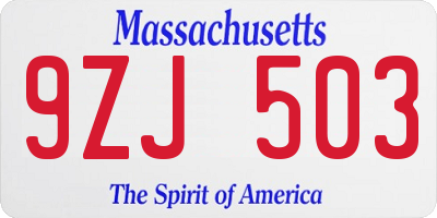 MA license plate 9ZJ503