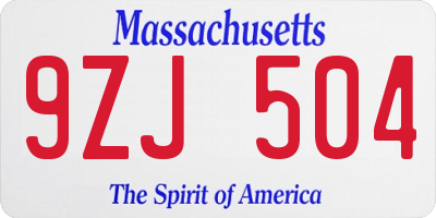 MA license plate 9ZJ504