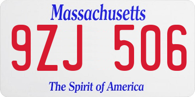 MA license plate 9ZJ506