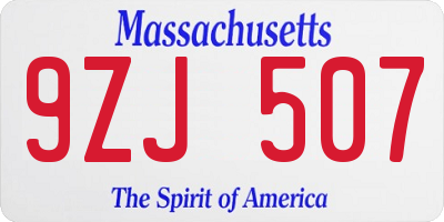 MA license plate 9ZJ507