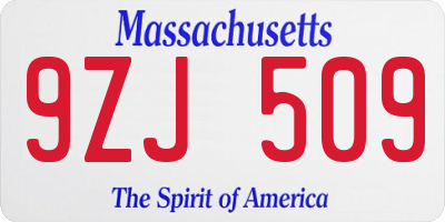 MA license plate 9ZJ509