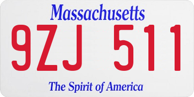MA license plate 9ZJ511