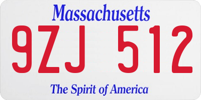 MA license plate 9ZJ512