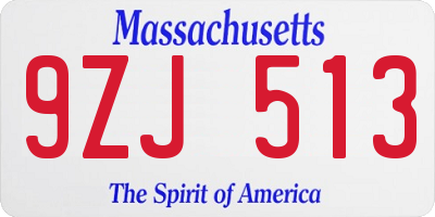 MA license plate 9ZJ513